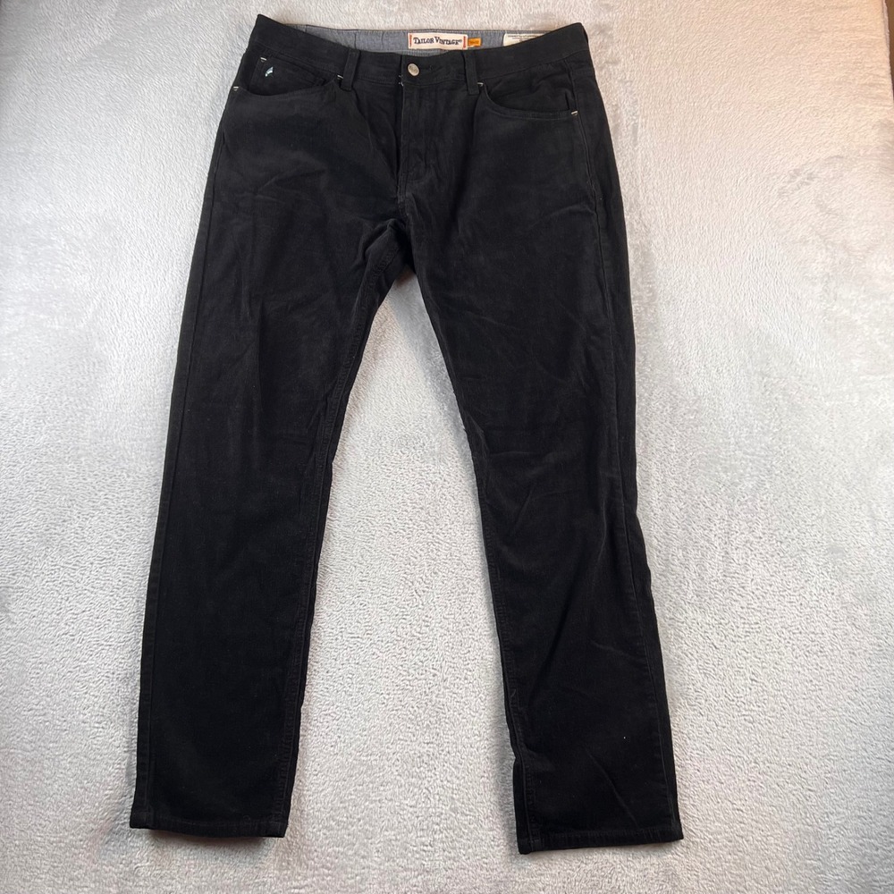 Tailor Vintage Canaan Slim Fit Black Corduroy Pants Mens 36x32 (fits 36x30)